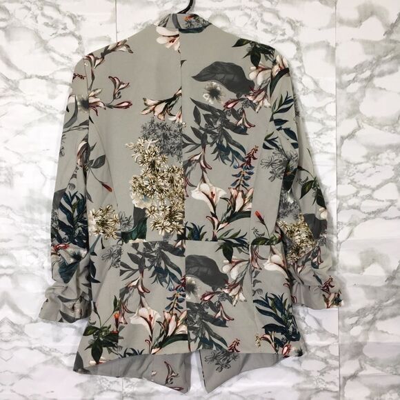 JULES & LEOPOLD FLORAL WATERFALL FRONT LONG CARDIGAN BLAZER JACKET MINT SMALL - Picture 9 of 11